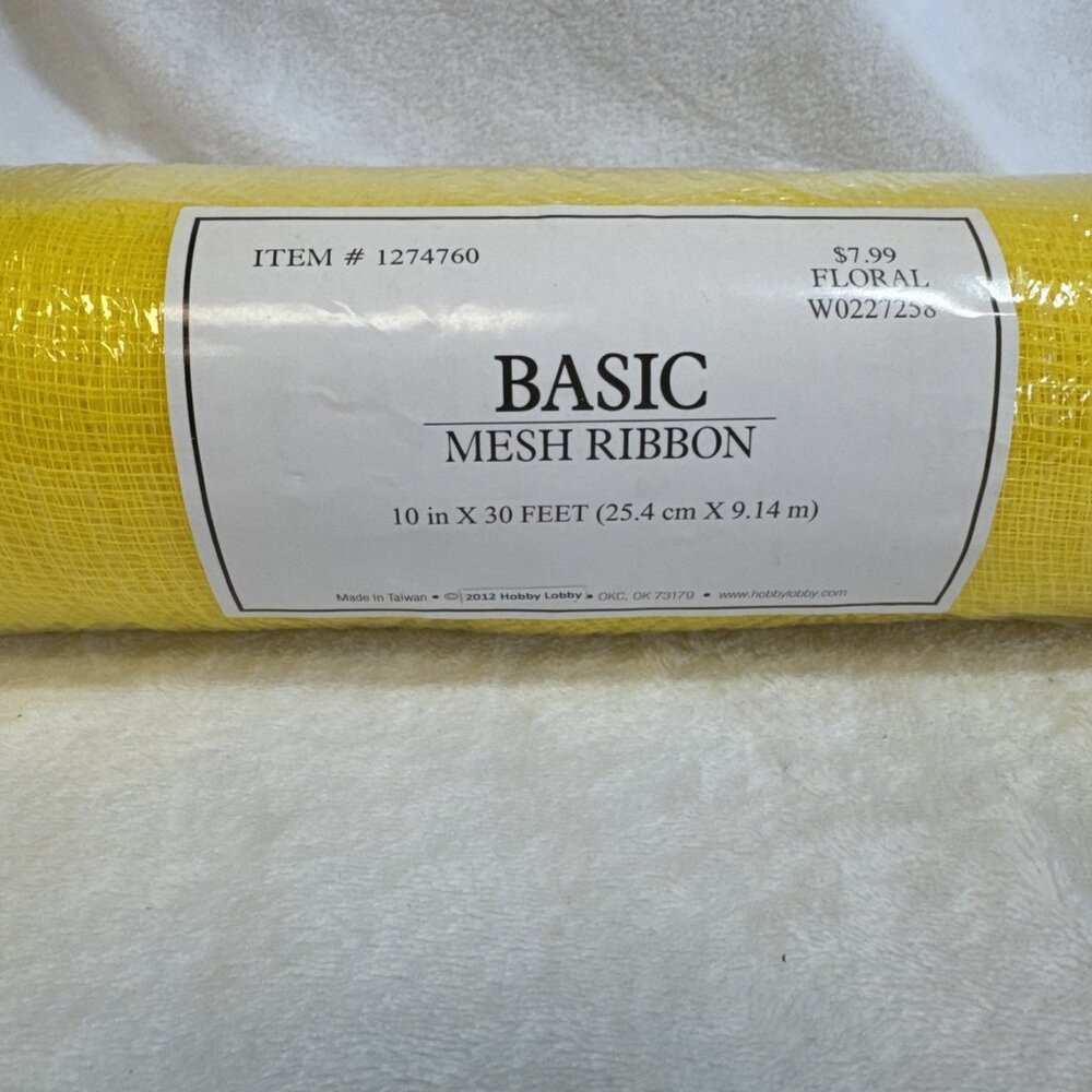 Yellow Basic Mesh Ribbon‎ 10 in x 30 Feet Hobby Lobby Floral Crafts